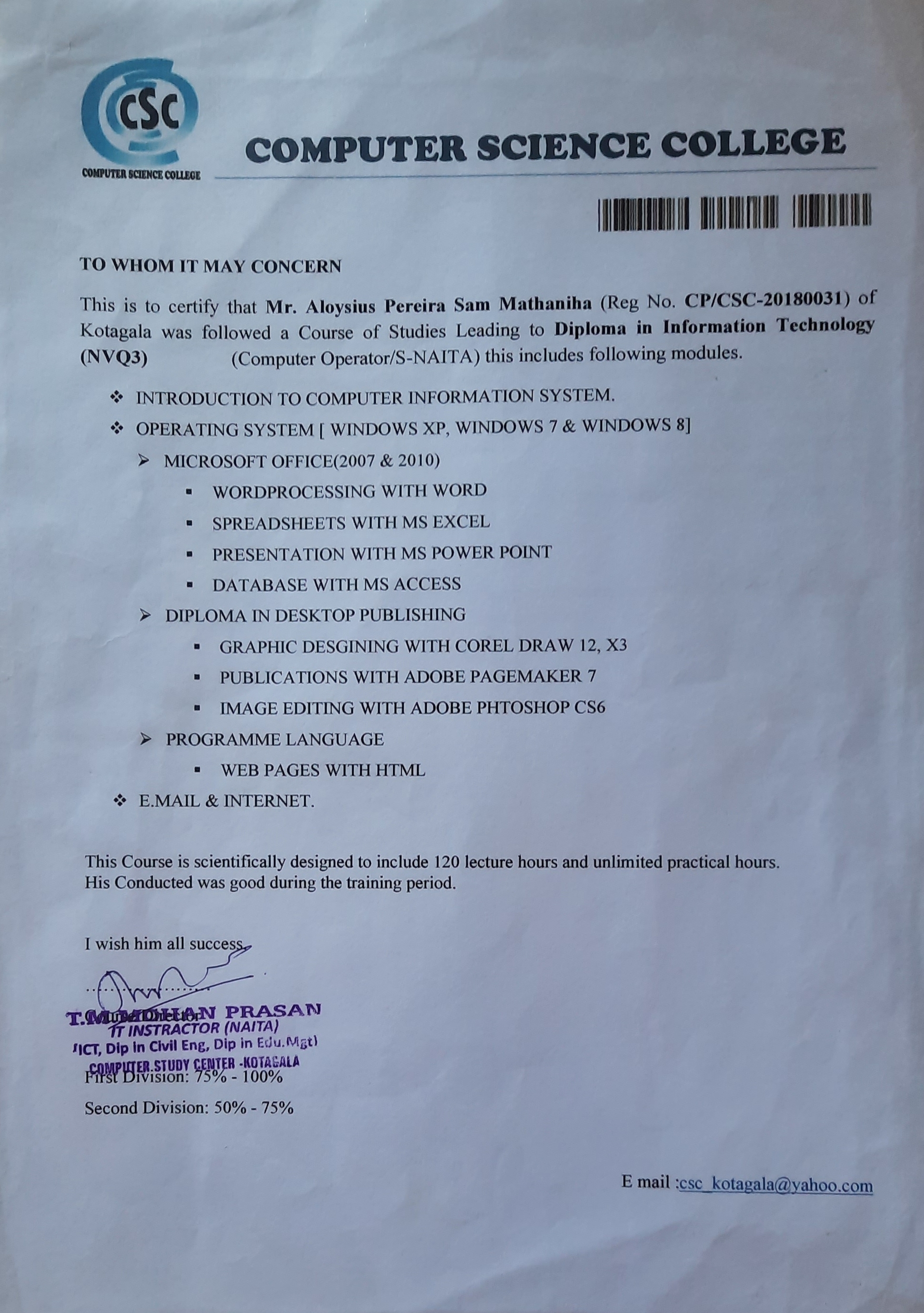 Results Sheet